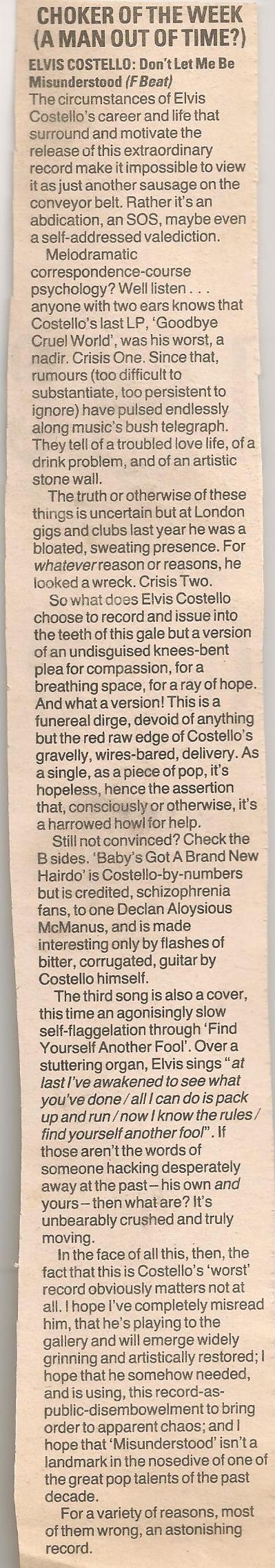 Danny Kelly's NME review of 'Misunderstood'